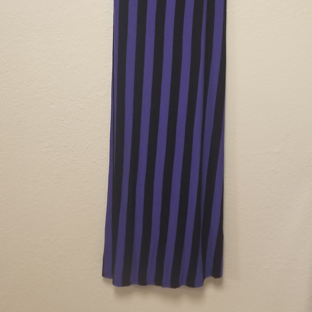 Black and Blue Striped Strapless Maxi Dress - Picture 3 of 5